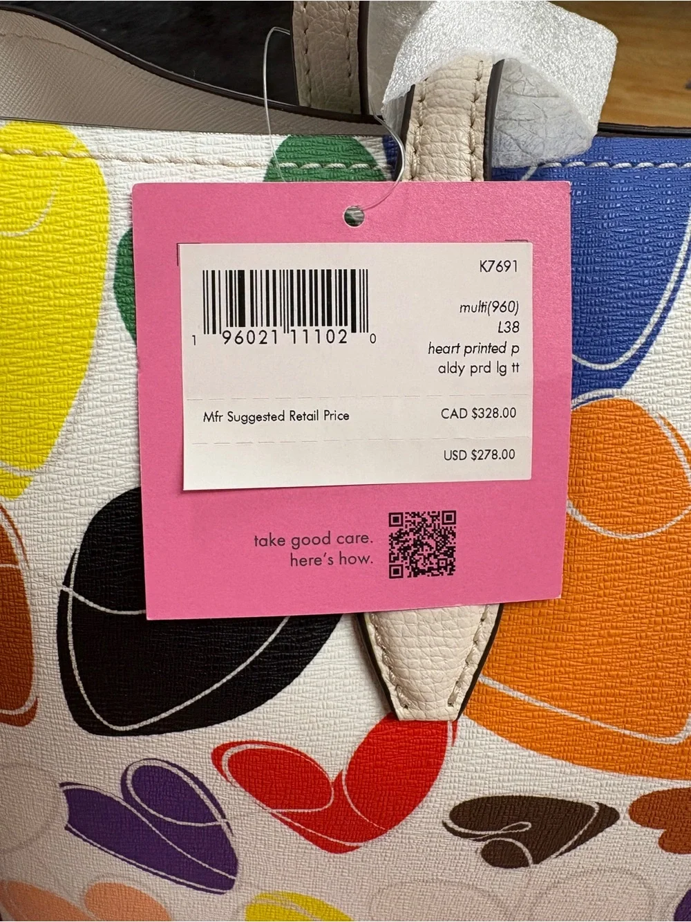 kate spade Multicolor Heart Print Tote in White